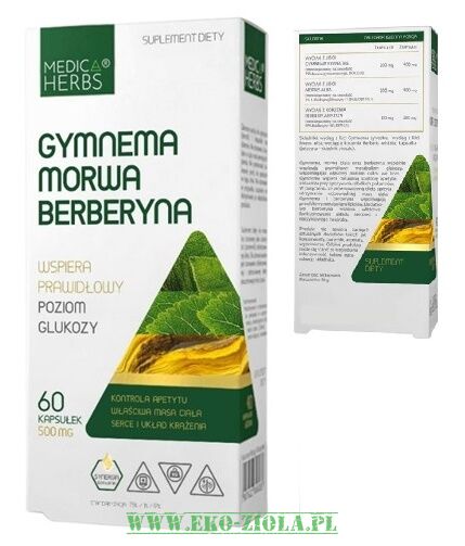 Medica Herbs Gymnema + Morwa + Berberyna 500mg 60kaps