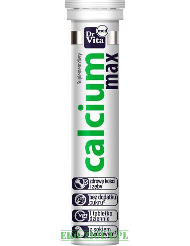 Dr. Vita Med Calcium - Wapno max - 20 tabletek musujacych z sokiem owocowym B/C