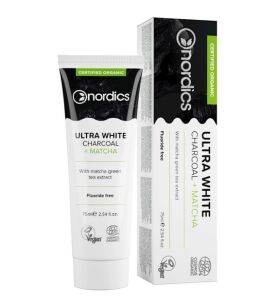 Nordics Pasta do zębów Ultra white bez fluoru 75ml (węgiel + matcha)