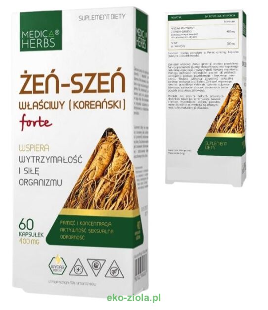 Medica Herbs FORTE Żeń szeń właściwy (koreański) 400mg 60kaps