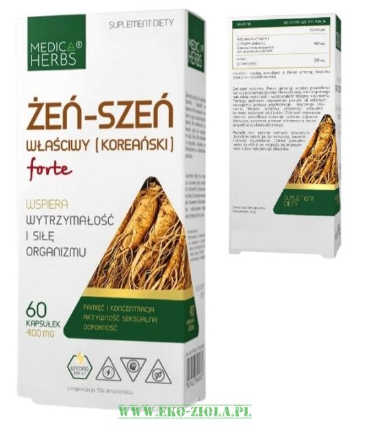 Medica Herbs FORTE Żeń szeń właściwy (koreański) 400mg 60kaps