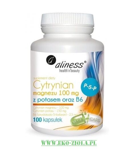 Aliness Cytrynian Magnezu z potasem i B6 100 kaps