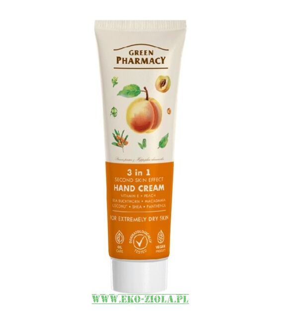 Green Pharmacy Krem do rąk i paznokci 3w1 z efektem drugiej skóry Brzoskwinia 100ml