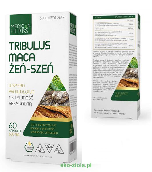 Medica Herbs Tribulus Maca Żeń-szeń 600mg 60kaps