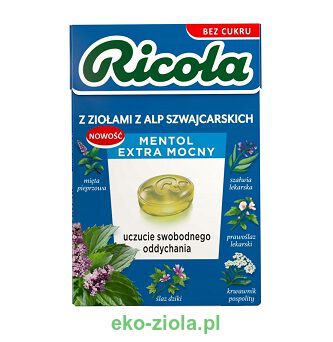 Ricola Szwajcarskie Cukierki Mentol Extra mocny B/C 27,5g