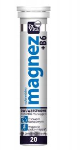 Dr Vita Med Magnez + B6 - 20 tabletek musujacych z sokiem owocowym