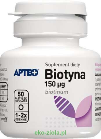 Apteo Biotyna 150mcg 50pastylek do ssania o smaku ananasowym