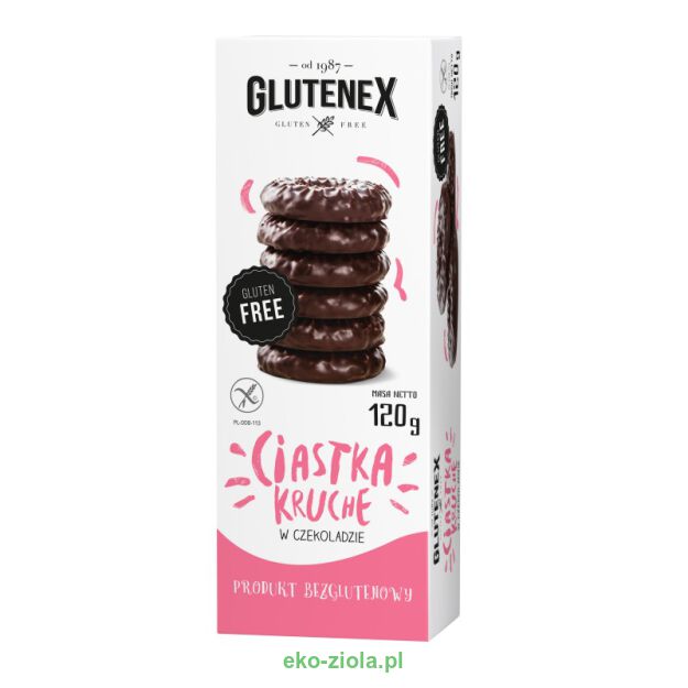 Glutenex Ciastka kruche w czekoladzie (różowe) bez glutenu 120g