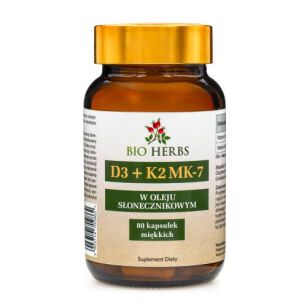 Bio Herbs Wit D3 + K2 2000/20μg  (olej  słonecznikowy) 80kaps