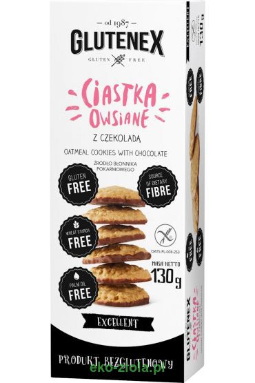 Glutenex Ciastka Owsiane z czekoladą 130g