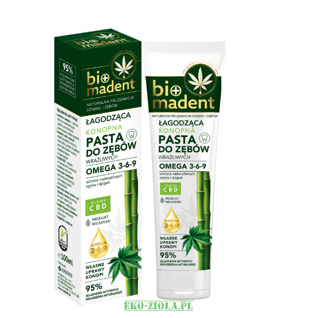 BioMadent Nutka Pasta do zębów Konopna łagodząca Omega 3-6-9 +CBD (Wrażliwe zęby) 100ml