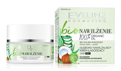 Eveline krem do twarzy BIO nawilżenie -  Łagodzący 96% naturalny 50ml