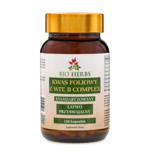 Bio Herbs Kwas foliowy 600µg z Witaminą B Complex 120 kapsułek