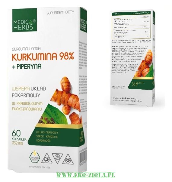 Medica Herbs Kurkumina 98% + piperyna 352mg 60kaps