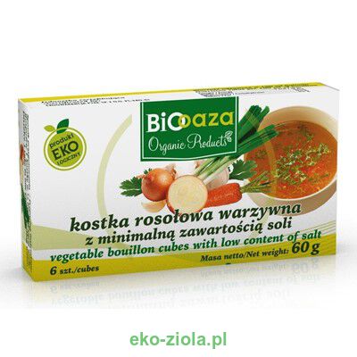 Bio Oaza Kostka rosołowa warzywna z minimalną zawartością soli BIO 60g