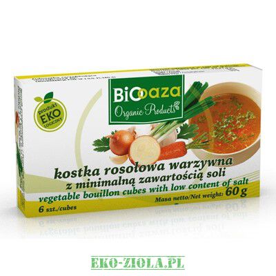 Bio Oaza Kostka rosołowa warzywna z minimalną zawartością soli BIO 60g