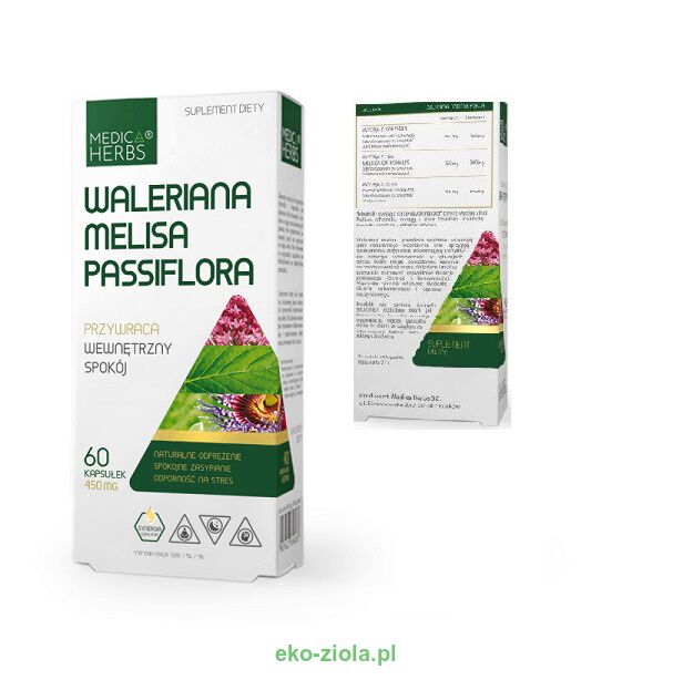 Medica Herbs Waleriana + Melisa + Passiflora 450mg 60kaps