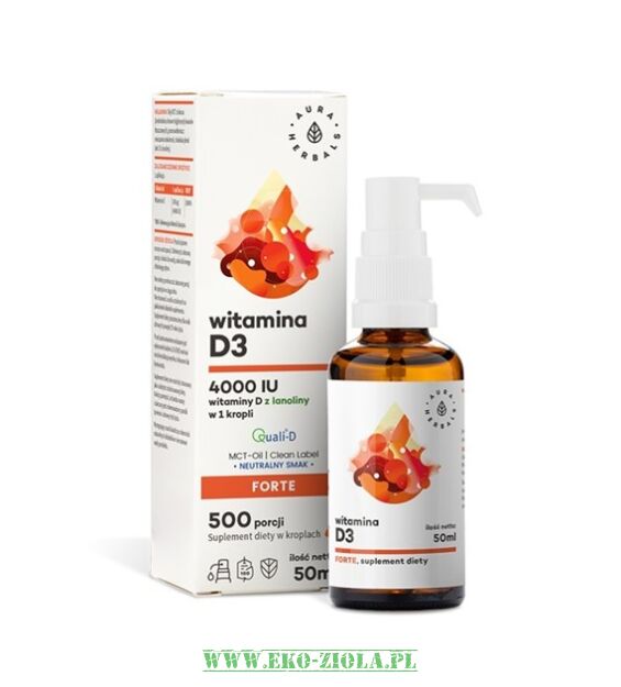 Aura Herbals Witamina D3 4000 na oleju MCT krople 50ml