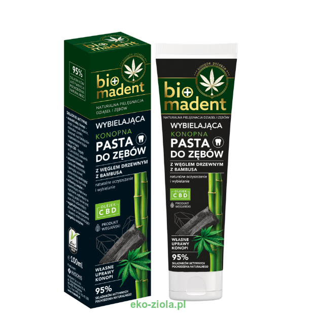 BioMadent Nutka Pasta do zębów Konopna Wybielająca z CBD z węglem