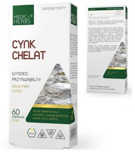 Cynk Chelat (diglicynian cynku) 15mg 60kaps, Medica Herbs