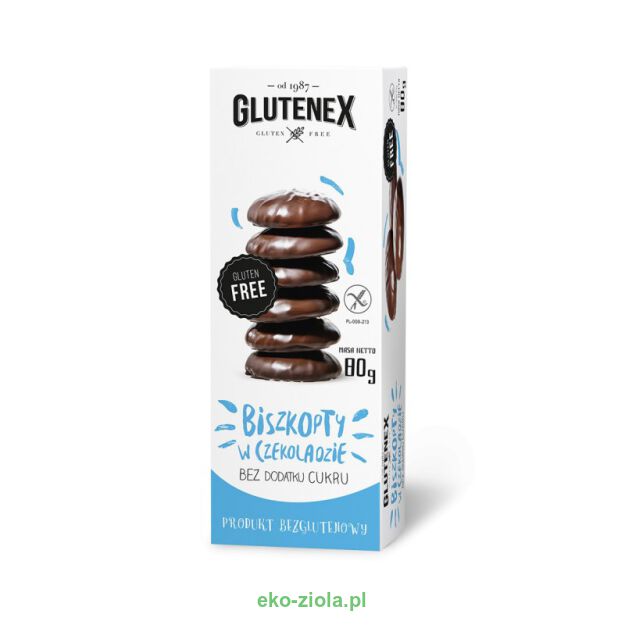 Glutenex Biszkopty w czekoladzie (niebieskie) bez glutenu, bez cukru 80g