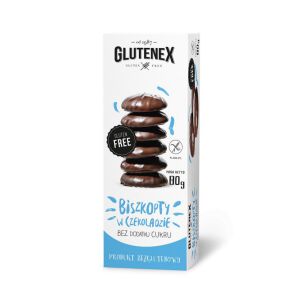 Glutenex Biszkopty w czekoladzie (niebieskie) bez glutenu, bez cukru 80g