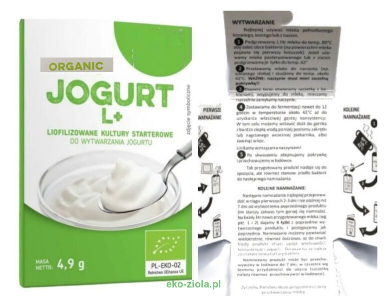 JOGURT L+ Organic Bakterie do wytwarzania jogurtu (wg dr Kempisty)