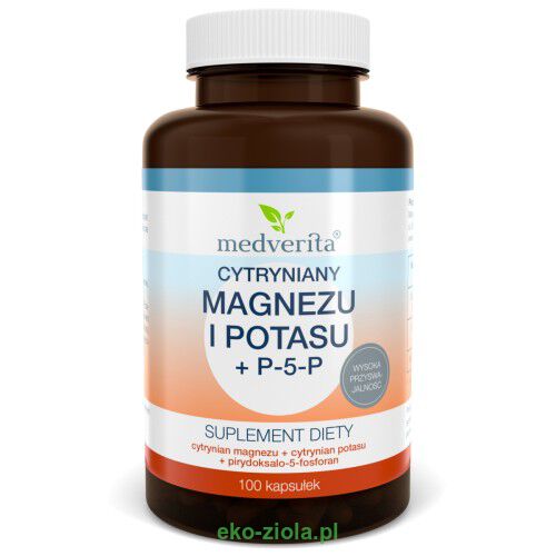 Medverita Magnez (cytrynian)+ Potas (cytrynian) + P-5-P (B6)100kaps