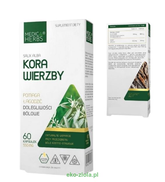 Medica Herbs Kora wierzby 550mg 60kaps