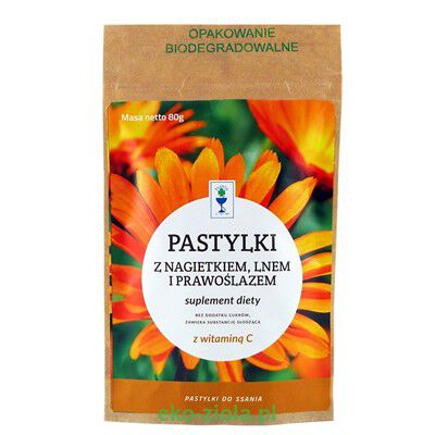 PlantaLek Karmelki Nagietek + Len + Prawoślaz bez cukru 80g