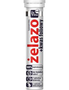 Dr. Vita Med  Żelazo + kwas foliowy - 20 tabletek musujacych z sokiem owocowym B/C