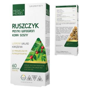 Medica Herbs Ruszyczyk + Pestki Winogron OPC + Kora Sosny OPC 60 kaps