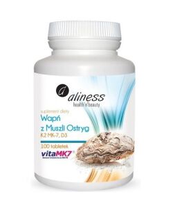 Aliness Wapń z muszli ostryg + K2 + D3 100tabl