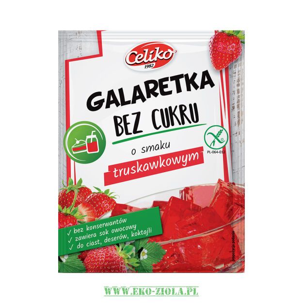 Celiko Galaretka o smaku truskawkowym bez cukru bezglutenowa 14g