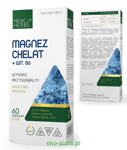 Medica Herbs Magnez chelat + Wit. B6 (diglicynian magnezu) 175mg 60kaps