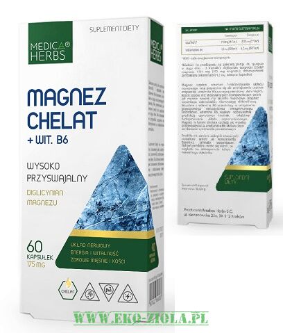Medica Herbs Magnez chelat + Wit. B6 (diglicynian magnezu) 175mg 60kaps