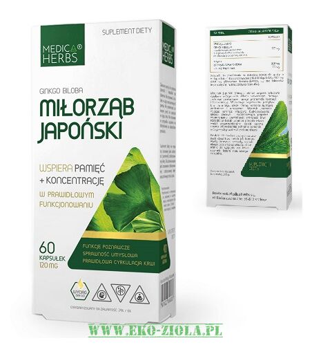 Medica Herbs Miłorząb Japoński (Ginkgo Biloba) 120mg 60kaps