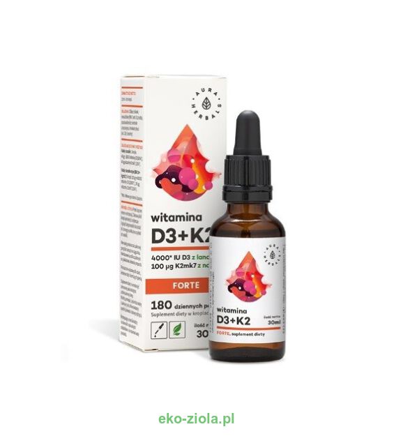 Aura Herbals Witamina D3 + K2 MK-7 Forte (4000/100) krople 30ml