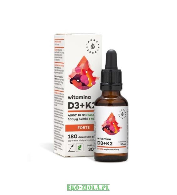 Aura Herbals Witamina D3 + K2 MK-7 Forte (4000/100) krople 30ml